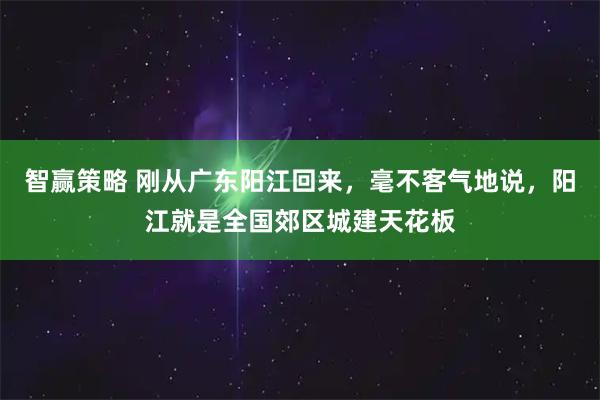 智赢策略 刚从广东阳江回来,毫不客气地说,阳江就是全国郊区城建天花板